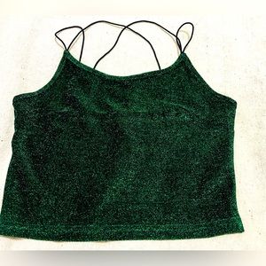 Green Metallic Crop Top Sexy Club Wear Women’s Small New Exotic Intimates